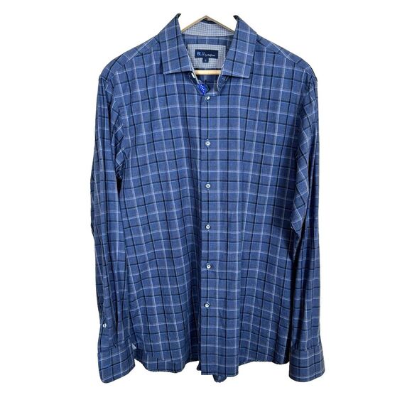 BLU by Polifroni Other - BLU by Polifroni Shirt Men Large Blue Black Check Long Sleeve Collared Button Up